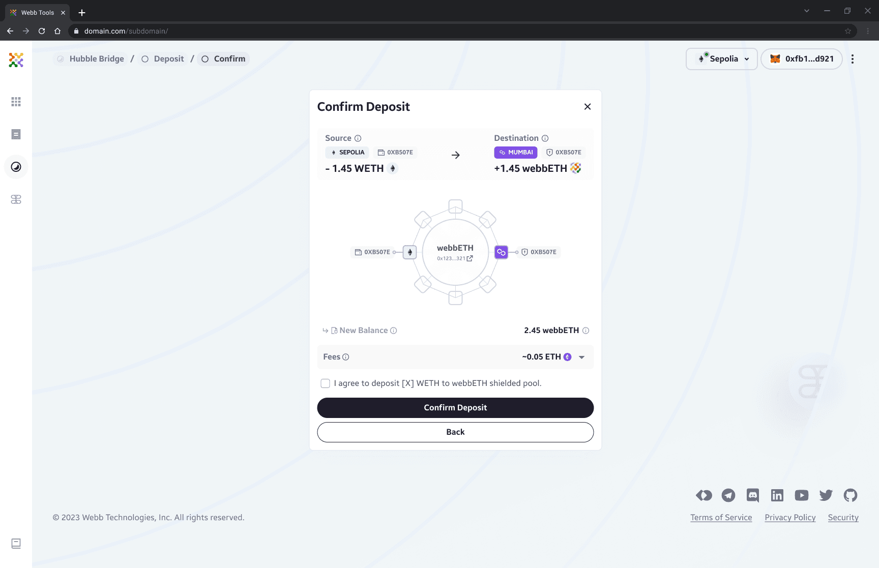 confirm deposit light