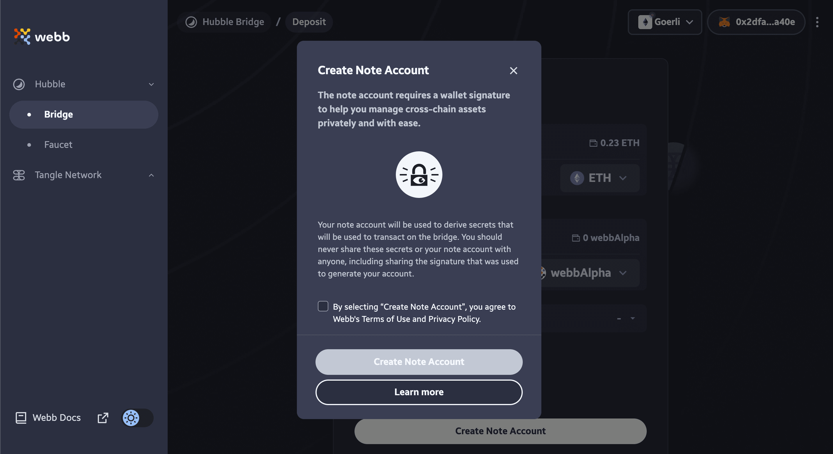 create account prompt dark